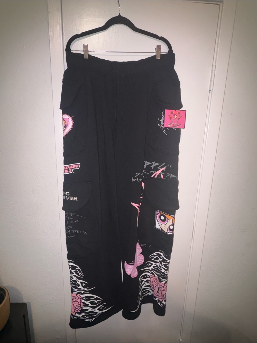 Black & Pink Cargo Lounge Pants - women